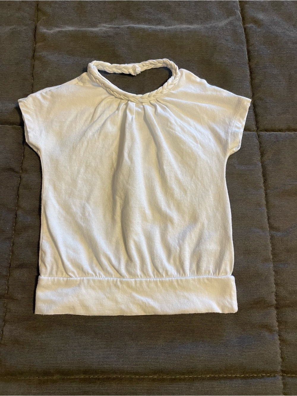 Carter's White Girls' Short-Sleeve Top with Braided Neckline